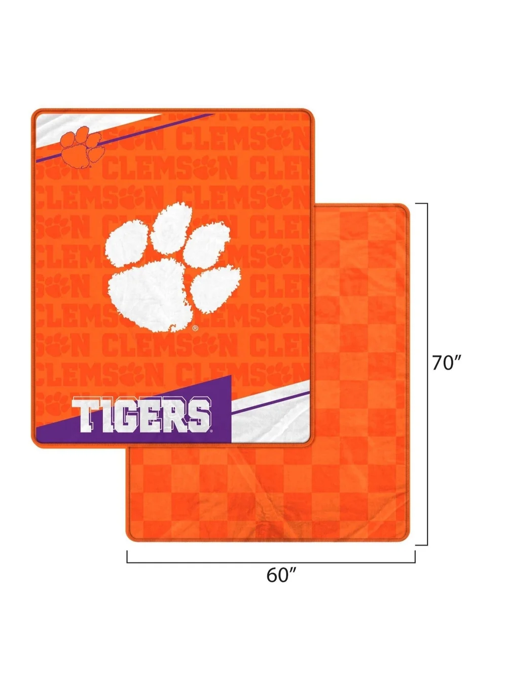 NCAA Clemson Tigers Reversible Throw Blanket 60